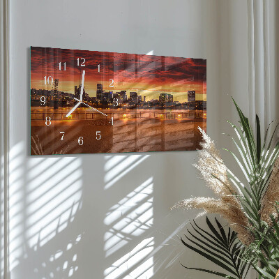Horizontal wall clock Golden hour