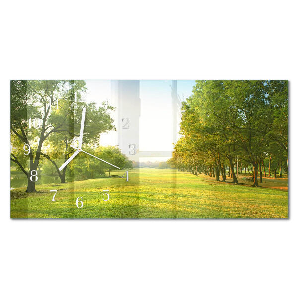 Glass wall clock horizontal Green nature