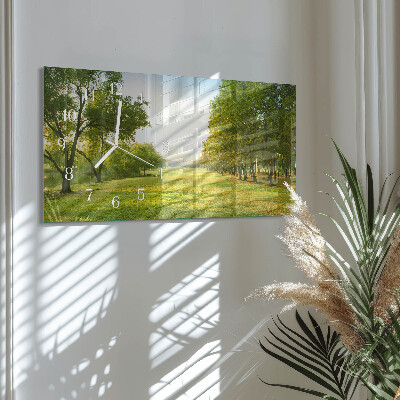 Glass wall clock horizontal Green nature