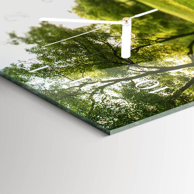 Glass wall clock horizontal Green nature