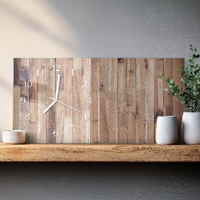 Rectangular glass clock horizontal Wooden boards