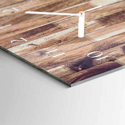Rectangular glass clock horizontal Wooden boards