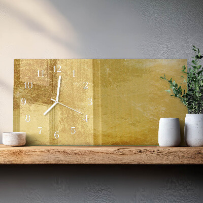Horizontal rectangular wall clock Metallic surface