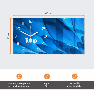 Horizontal rectangular wall clock Metallic surface