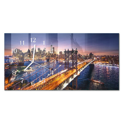 Rectangular glass clock horizontal New York