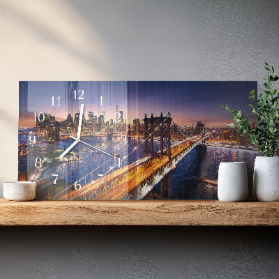 Rectangular glass clock horizontal New York