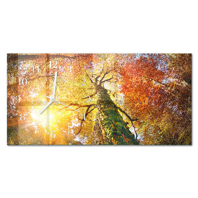 Glass wall clock horizontal Autumn season