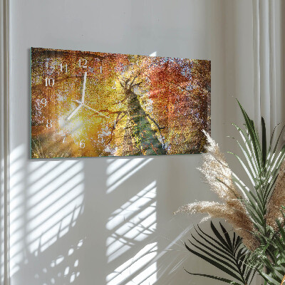 Glass wall clock horizontal Autumn season