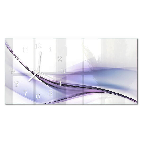 Rectangular glass clock horizontal Colorful waves