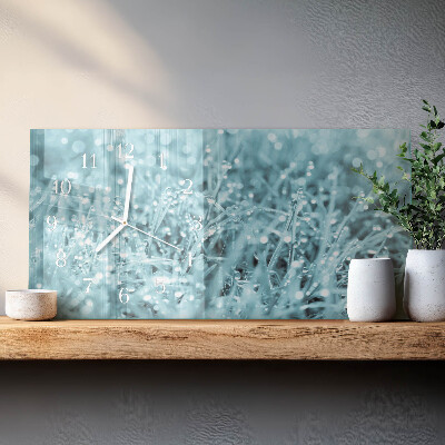 Horizontal rectangular wall clock Cold morning dew