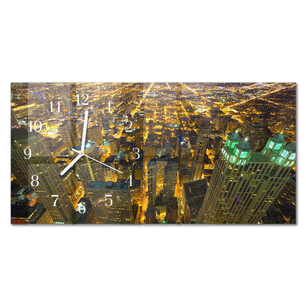 Rectangular glass clock horizontal The illuminated city