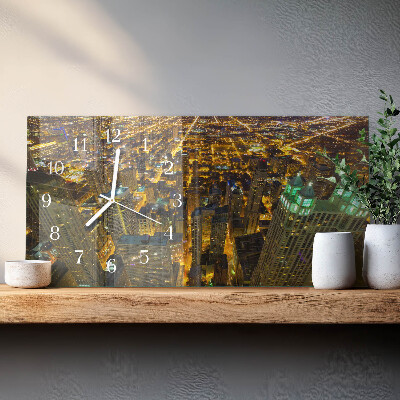 Rectangular glass clock horizontal The illuminated city