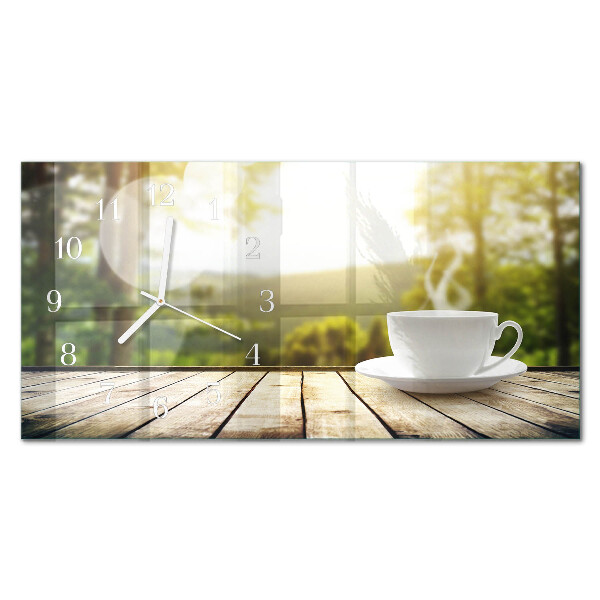 Horizontal wall clock A cup of coffee
