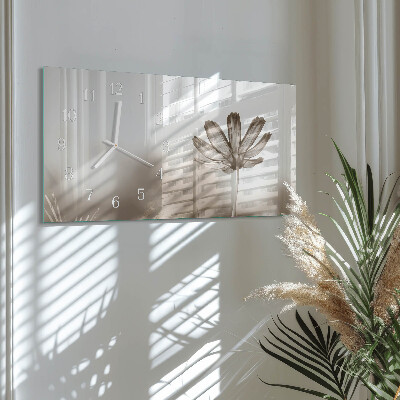 Rectangular glass clock horizontal A flower has bloomed
