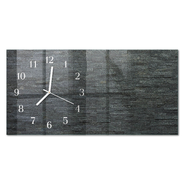 Glass wall clock horizontal Slate stone