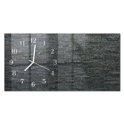 Glass wall clock horizontal Slate stone