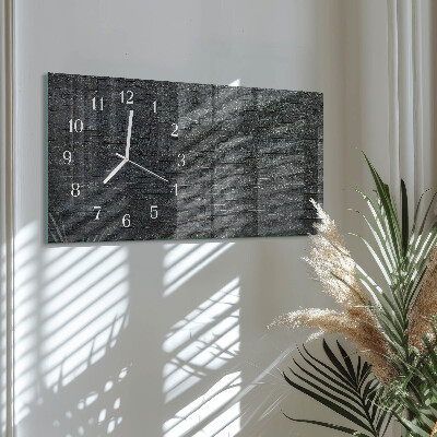 Glass wall clock horizontal Slate stone