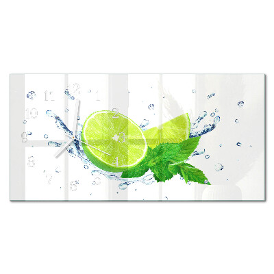 Horizontal wall clock Lemon with mint