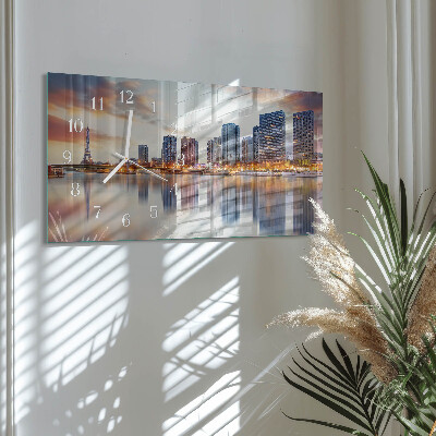 Rectangular glass clock horizontal Evening Paris