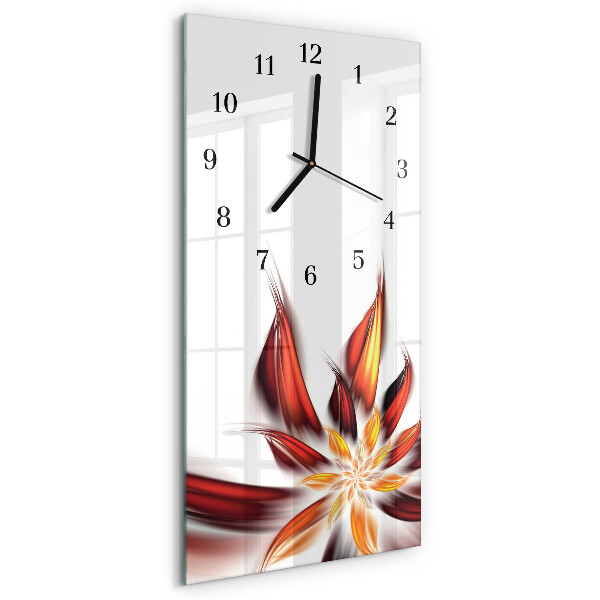 Glass wall clock vertical Flower