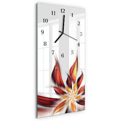 Glass wall clock vertical Flower