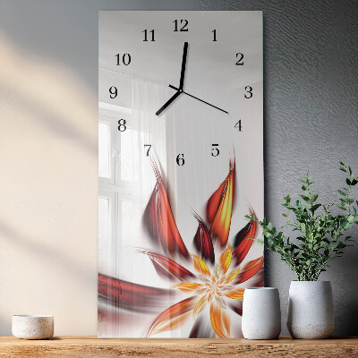 Glass wall clock vertical Flower