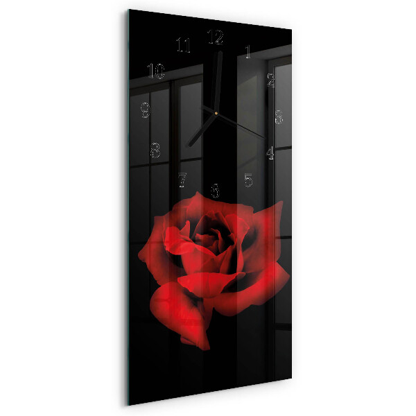 Glass clock vertical Rose