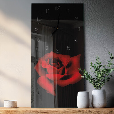 Glass clock vertical Rose