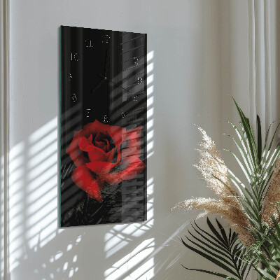 Glass clock vertical Rose