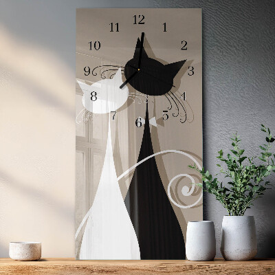 Vertical wall clock Cats