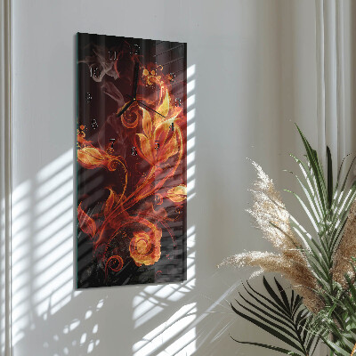 Vertical wall clock Abstract flowers