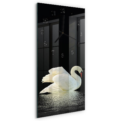 Glass clock vertical Swan