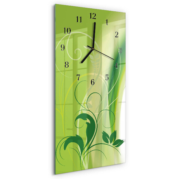 Modern vertical wall clock Floral pattern