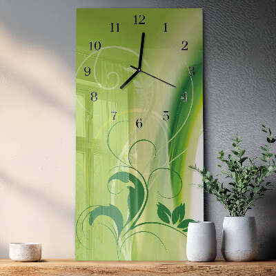 Modern vertical wall clock Floral pattern
