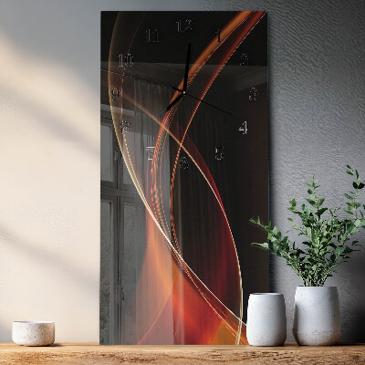 Glass wall clock vertical Abstract lines