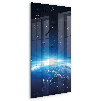Vertical rectangular wall clock Earth's Universe