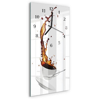 Glass wall clock vertical Coffee