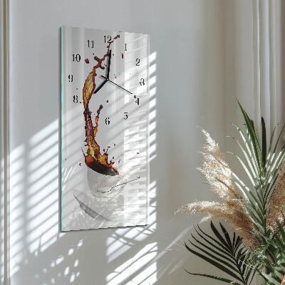 Glass wall clock vertical Coffee