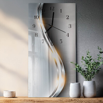 Glass wall clock vertical Metal abstraction