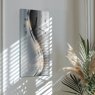 Glass wall clock vertical Metal abstraction