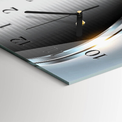Glass wall clock vertical Metal abstraction