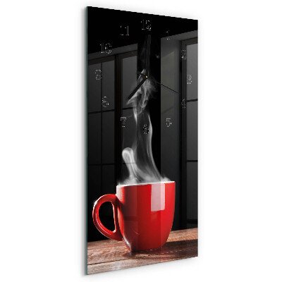 Modern vertical wall clock A cup of coffee