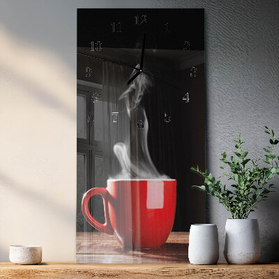 Modern vertical wall clock A cup of coffee