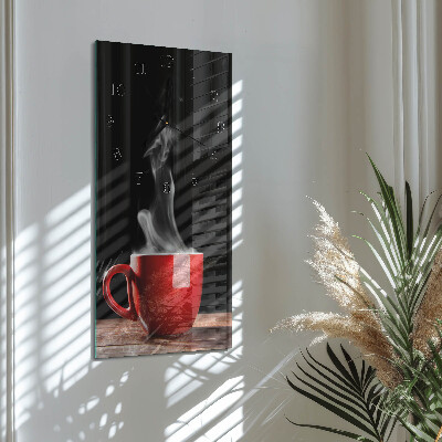 Modern vertical wall clock A cup of coffee