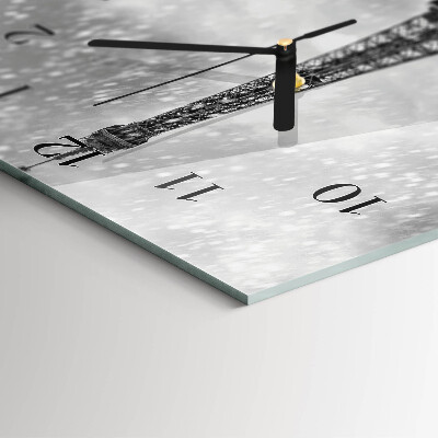 Glass wall clock vertical Eiffel Tower