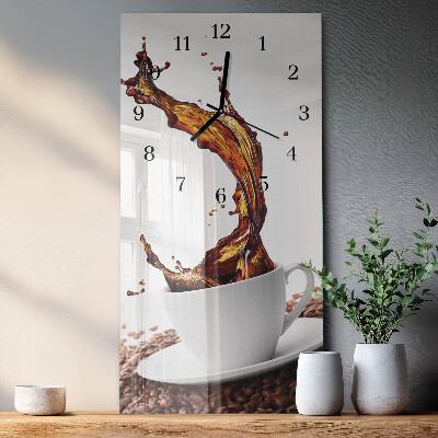 Modern vertical wall clock A cup of coffee