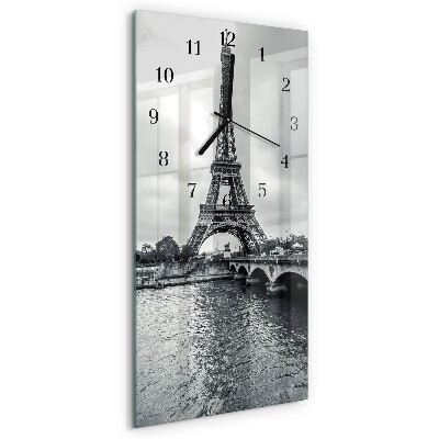 Modern vertical wall clock View of the Eiffel Tower