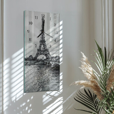 Modern vertical wall clock View of the Eiffel Tower