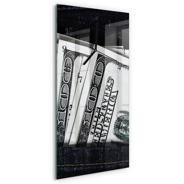 Vertical rectangular wall clock Banknotes