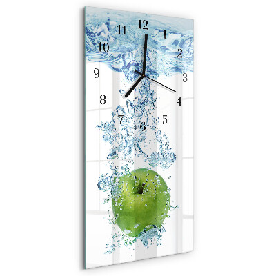Glass wall clock vertical Apple water
